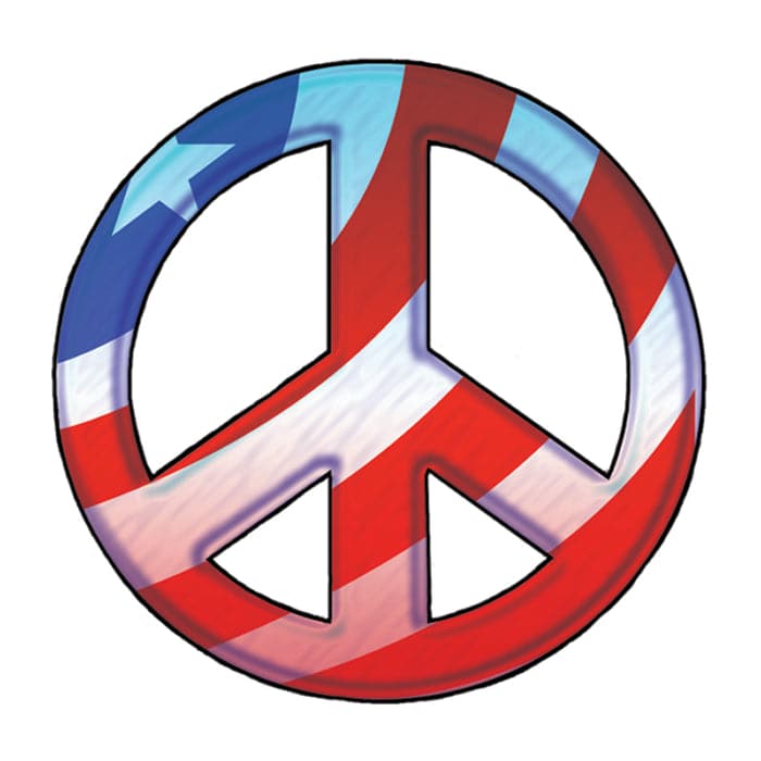 Collection of Patriotic Peace Symbol Promotional Product Tattoo 2 in x 2 in in a gallery layout