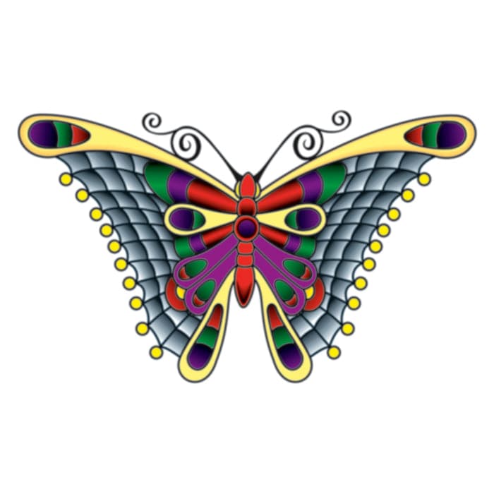 Collection of Stained Glass Butterfly Promotional Product Tattoo 3.5 in x 2.5 in in a gallery layout