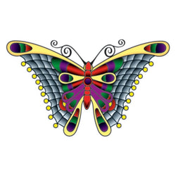Collection of Stained Glass Butterfly Promotional Product Tattoo 3.5 in x 2.5 in in a gallery layout
