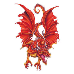 Collection of Flaming Red Dragon Promotional Product Tattoo 3.5 in x 2.5 in in a gallery layout