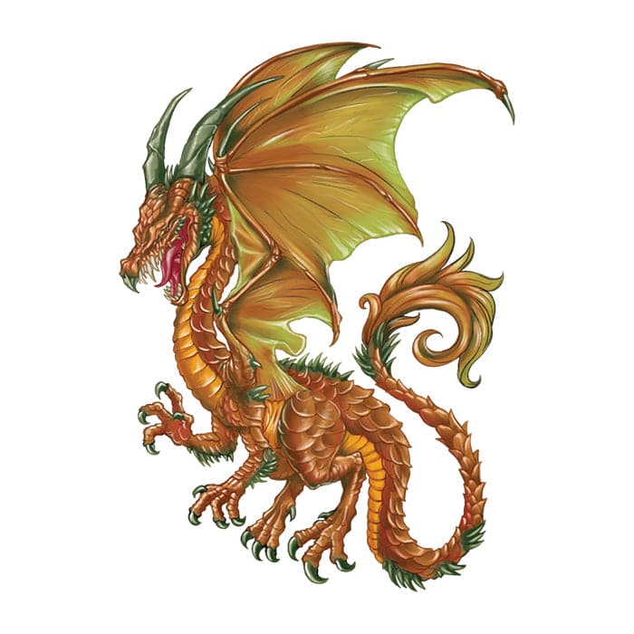 Collection of Brown Dragon Promotional Product Tattoo 3.5 in x 2.5 in in a gallery layout