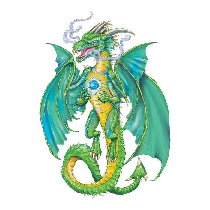 Collection of Smokin' Green Dragon Promotional Product Tattoo 3.5 in x 2.5 in in a gallery layout