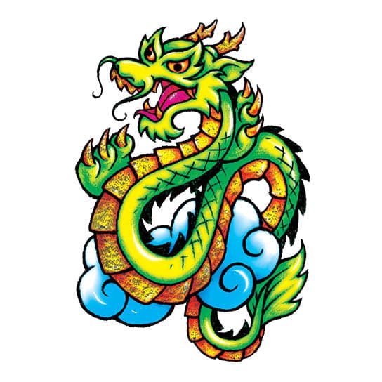 Collection of Metallic Classic Dragon Promotional Product Tattoo 2.5 in x 3.5 in in a gallery layout