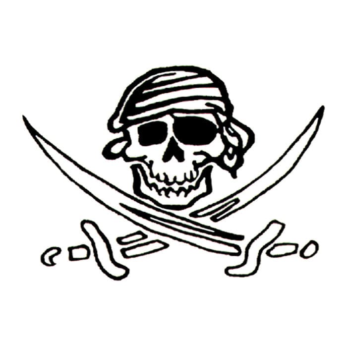 Collection of Glow in the Dark Skull and Swords Promotional Product Tattoo 1.5 in x 2 in in a gallery layout