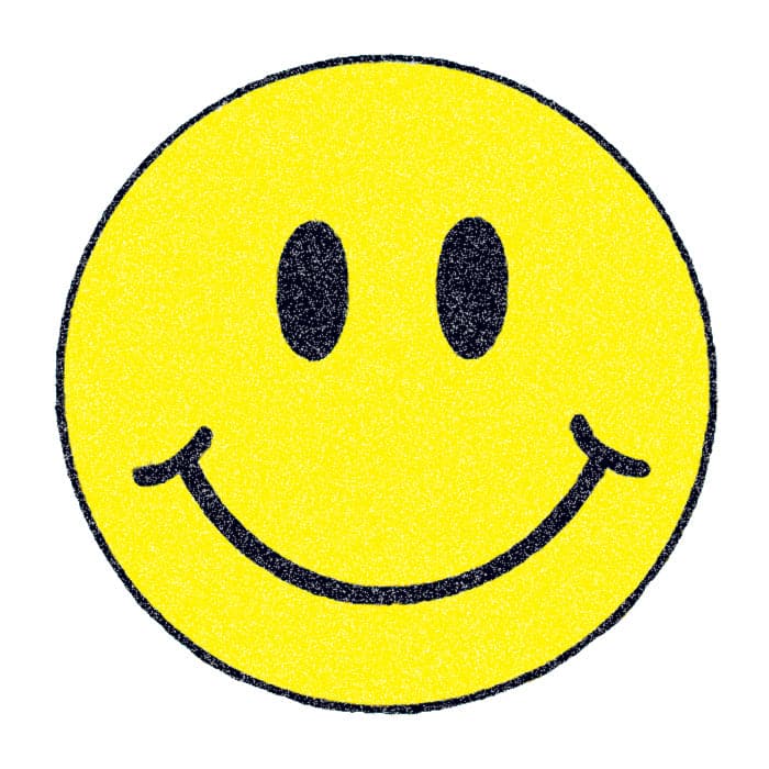 Collection of Glitter Traditional Smiley Face Promotional Product Tattoo 2 in x 2 in in a gallery layout