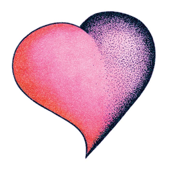 Collection of Glitter Purple and Pink Heart Promotional Product Tattoo 2 in x 2 in in a gallery layout