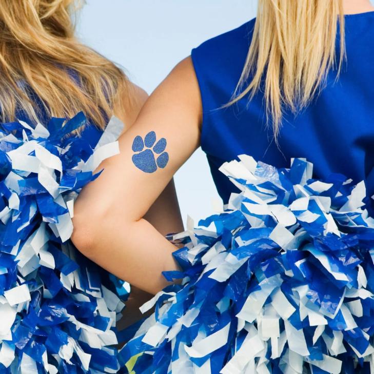 Collection of Glitter Blue Paw Print Promotional Product Tattoo 2 in x 2 in in a gallery layout