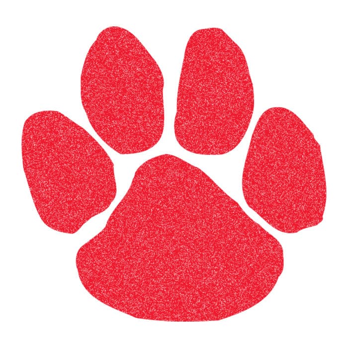 Collection of Glitter Red Paw Print Promotional Product Tattoo 2 in x 2 in in a gallery layout