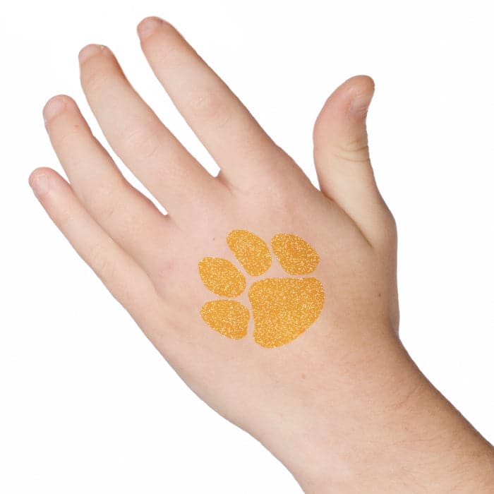 Collection of Glitter Yellow Paw Print Promotional Product Tattoo 2 in x 2 in in a gallery layout