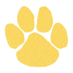 Collection of Glitter Yellow Paw Print Promotional Product Tattoo 2 in x 2 in in a gallery layout