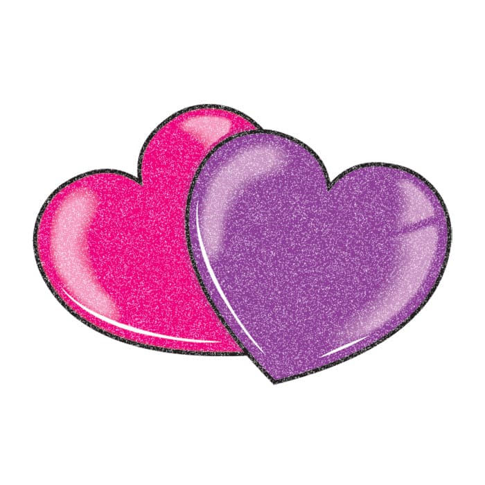 Collection of Glitter Red and Purple Hearts Promotional Product Tattoo 2 in x 1.5 in in a gallery layout