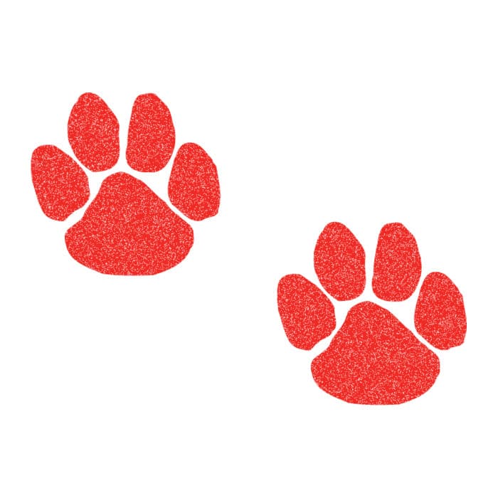 Collection of Glitter Red Paw Prints Promotional Product Tattoo 2 in x 1.5 in in a gallery layout