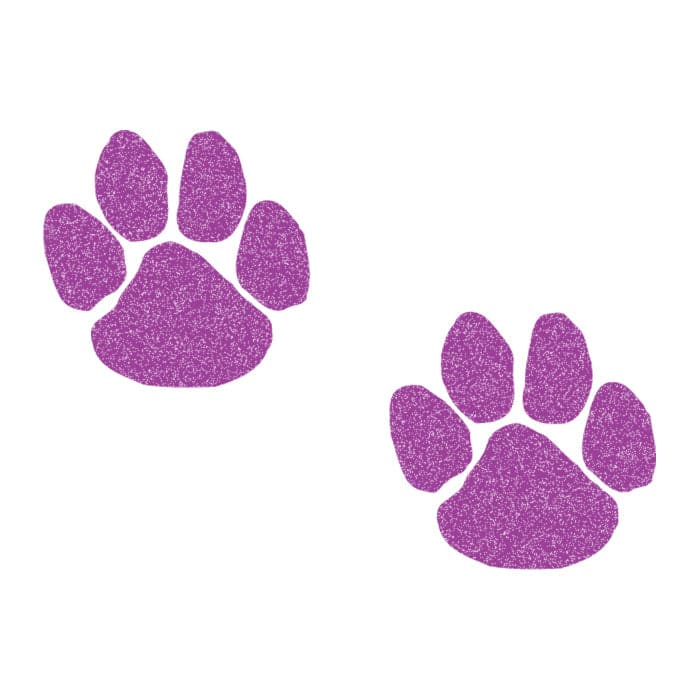 Collection of Glitter Purple Paw Prints Promotional Product Tattoo 2 in x 1.5 in in a gallery layout
