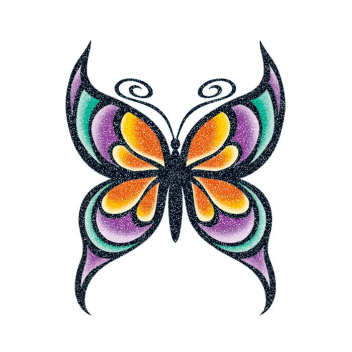 Collection of Glitter Colorful Butterfly Promotional Product Tattoo 2 in x 1.5 in in a gallery layout