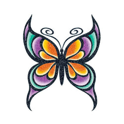 Collection of Glitter Colorful Butterfly Promotional Product Tattoo 2 in x 1.5 in in a gallery layout