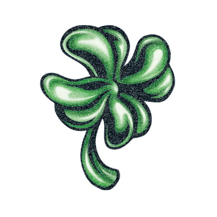 Collection of Glitter Detailed Four Leaf Clover Promotional Product Tattoo 2 in x 2 in in a gallery layout