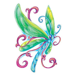 Collection of Glitter Blue Dragonfly Promotional Product Tattoo 3.5 in x 2.5 in in a gallery layout