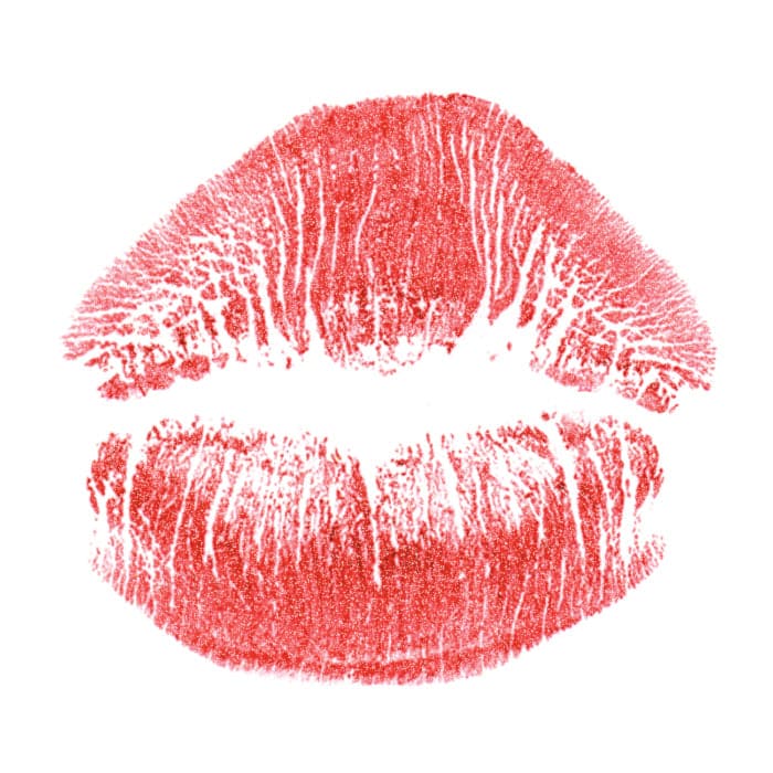 Collection of Glitter Red Kiss Lips Promotional Product Tattoo 2 in x 2 in in a gallery layout
