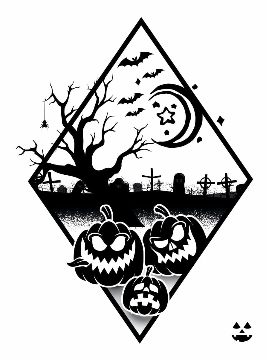 Collection of Halloween scene diamond Promotional Product Tattoo in a gallery layout