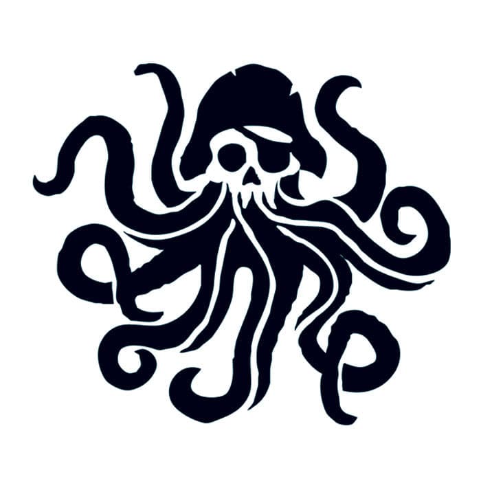 Collection of Octopus Pirate Symbol Promotional Product Tattoo 2 in x 2 in in a gallery layout
