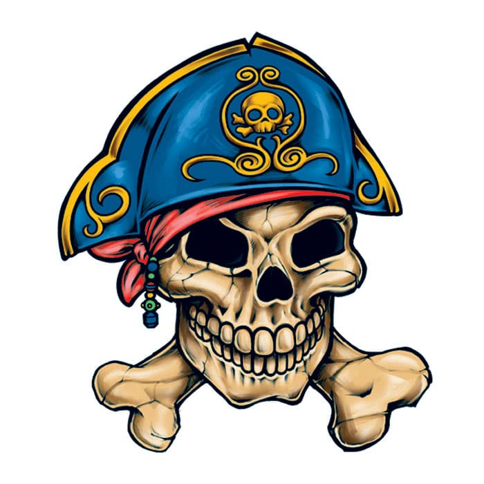Collection of Pirate Skull and Crossbones Promotional Product Tattoo 2 in x 2 in in a gallery layout