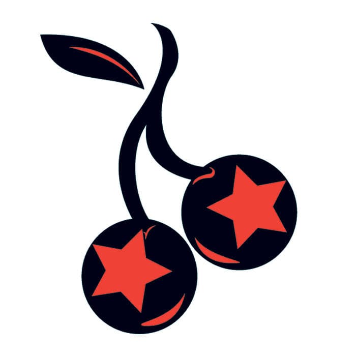 Collection of Cherries with Stars Promotional Product Tattoo 2 in x 2 in in a gallery layout