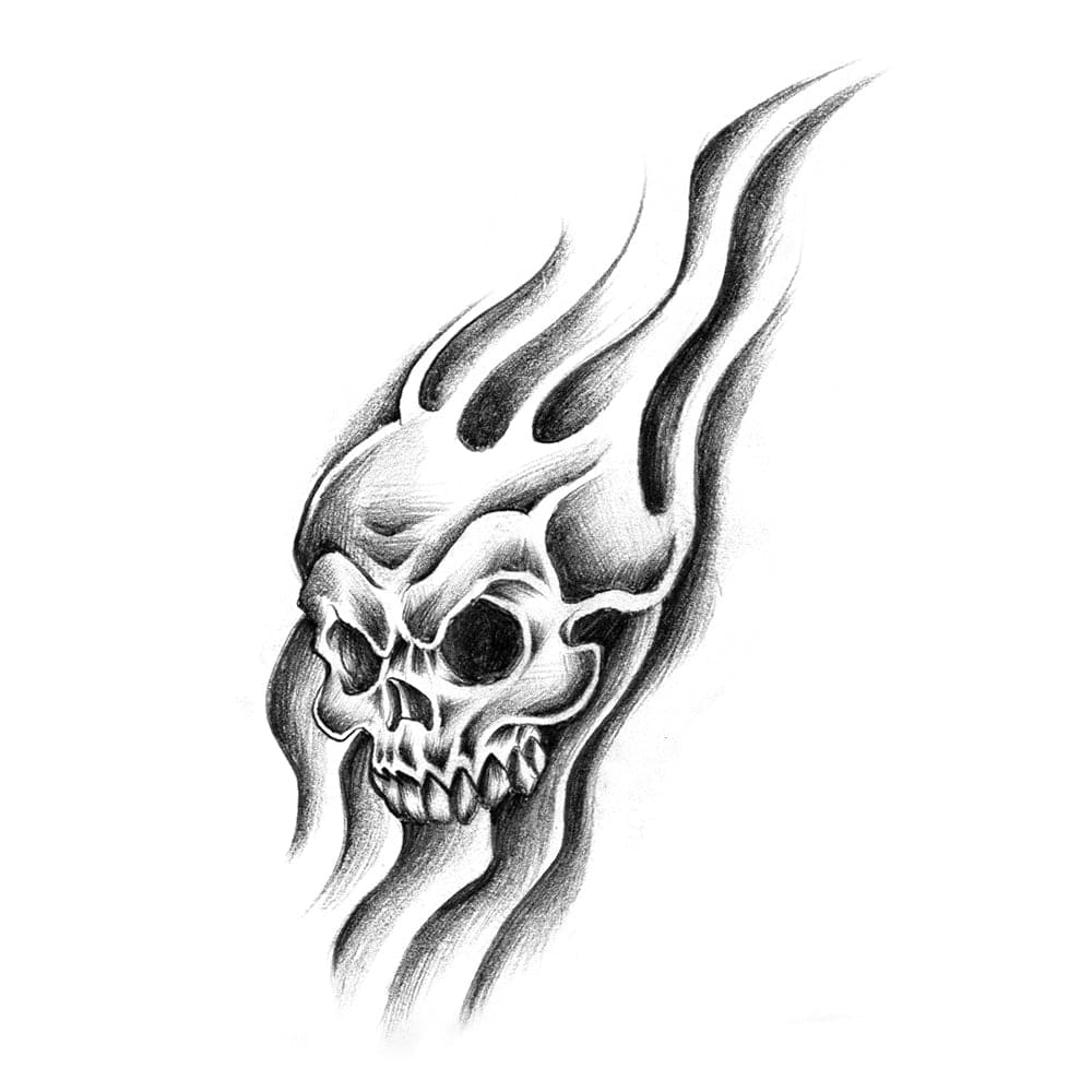 Collection of Flame Skull Promotional Product Tattoo in a gallery layout