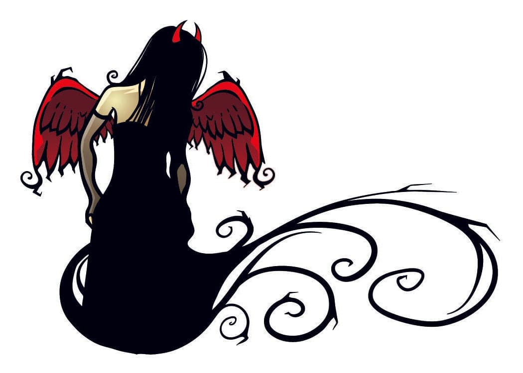 Collection of Winged Goth Girl with Devil Horns Promotional Product Tattoo in a gallery layout