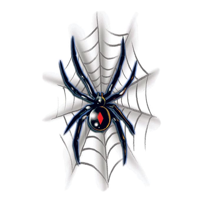 Collection of Black Widow with Web Promotional Product Tattoo 3.5 in x 2.5 in in a gallery layout