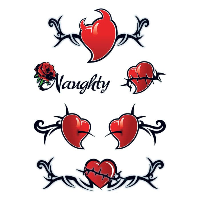 Collection of Devil Hearts Promotional Product Tattoo 6 in x 4.5 in in a gallery layout