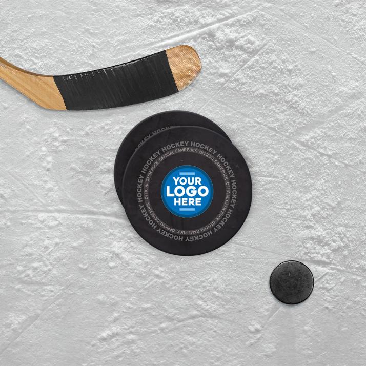 Collection of CT Hockey Coasters Flatlay in a gallery layout