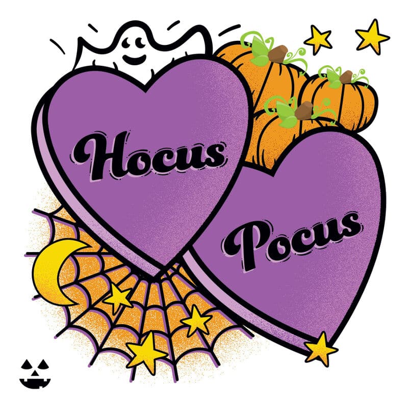 Collection of Hocus Pocus Halloween Conversation Heart Promotional Product Tattoo in a gallery layout