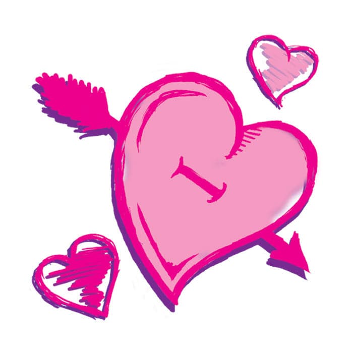 Collection of Pink Valentines Hearts Promotional Product Tattoo 1.5 in x 1.5 in in a gallery layout