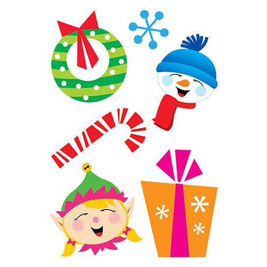 Collection of Glitter Gift Holiday Promotional Product Tattoo Sheet 5.5 in x 3.5 in in a gallery layout