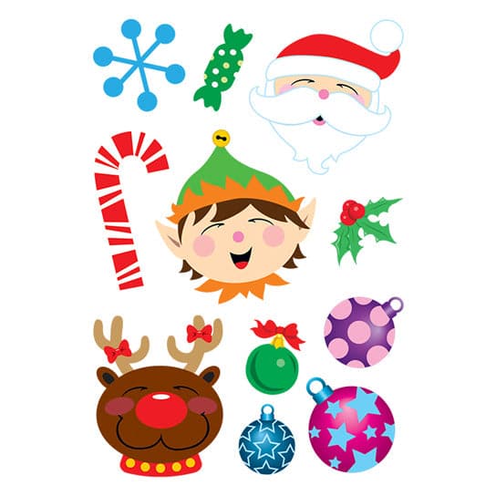 Collection of Glitter Santa Christmas Promotional Product Tattoo Sheet 5.5 in x 3.5 in in a gallery layout