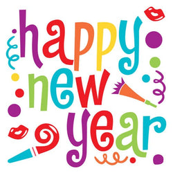 Collection of Colorful Happy New Year Promotional Product Tattoo 2 in x 2 in in a gallery layout
