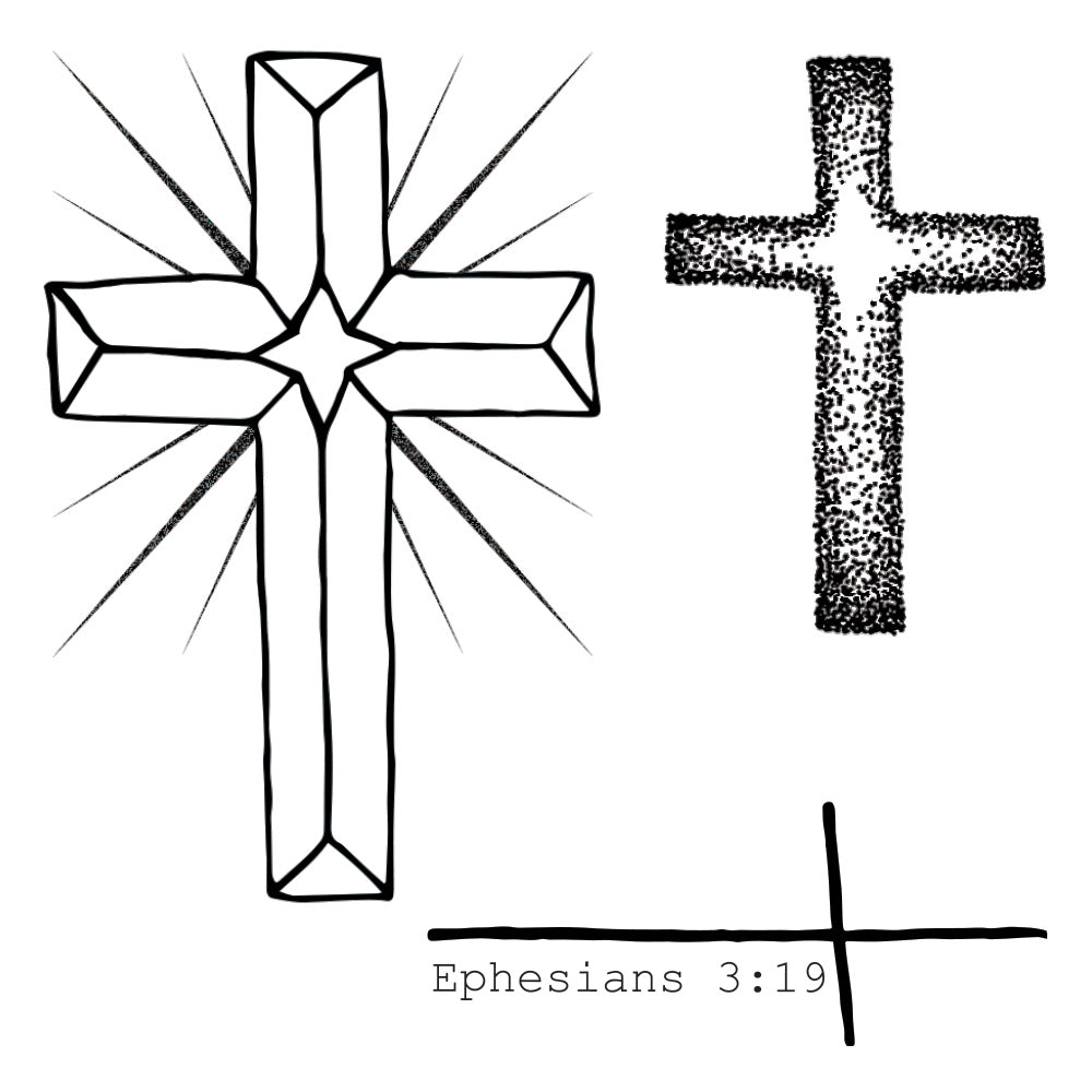 Collection of Black Hand Drawn Cross Promotional Product Tattoo Set of 3 - Promotional Product Tattoo in a gallery layout