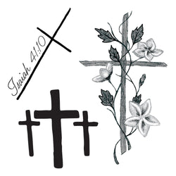 Collection of Hand Drawn Cross Promotional Product Tattoo Set of 3 - Promotional Product Tattoo in a gallery layout