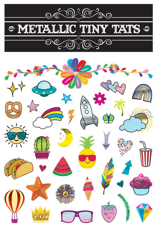 Collection of Metallic Tiny Tats Promotional Product Tattoo in a gallery layout