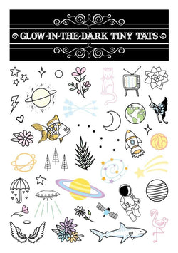 Collection of Glow-in-the-Dark Tiny Tats Promotional Product Tattoo in a gallery layout