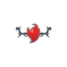 Collection of Barbed Heart with Devil Horns Halloween Promotional Product Tattoo in a gallery layout