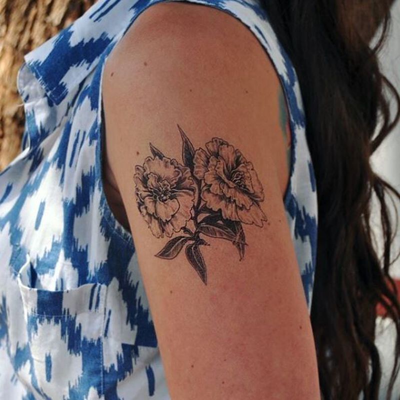 Collection of Gray Carnation Temporary Tattoo in a gallery layout
