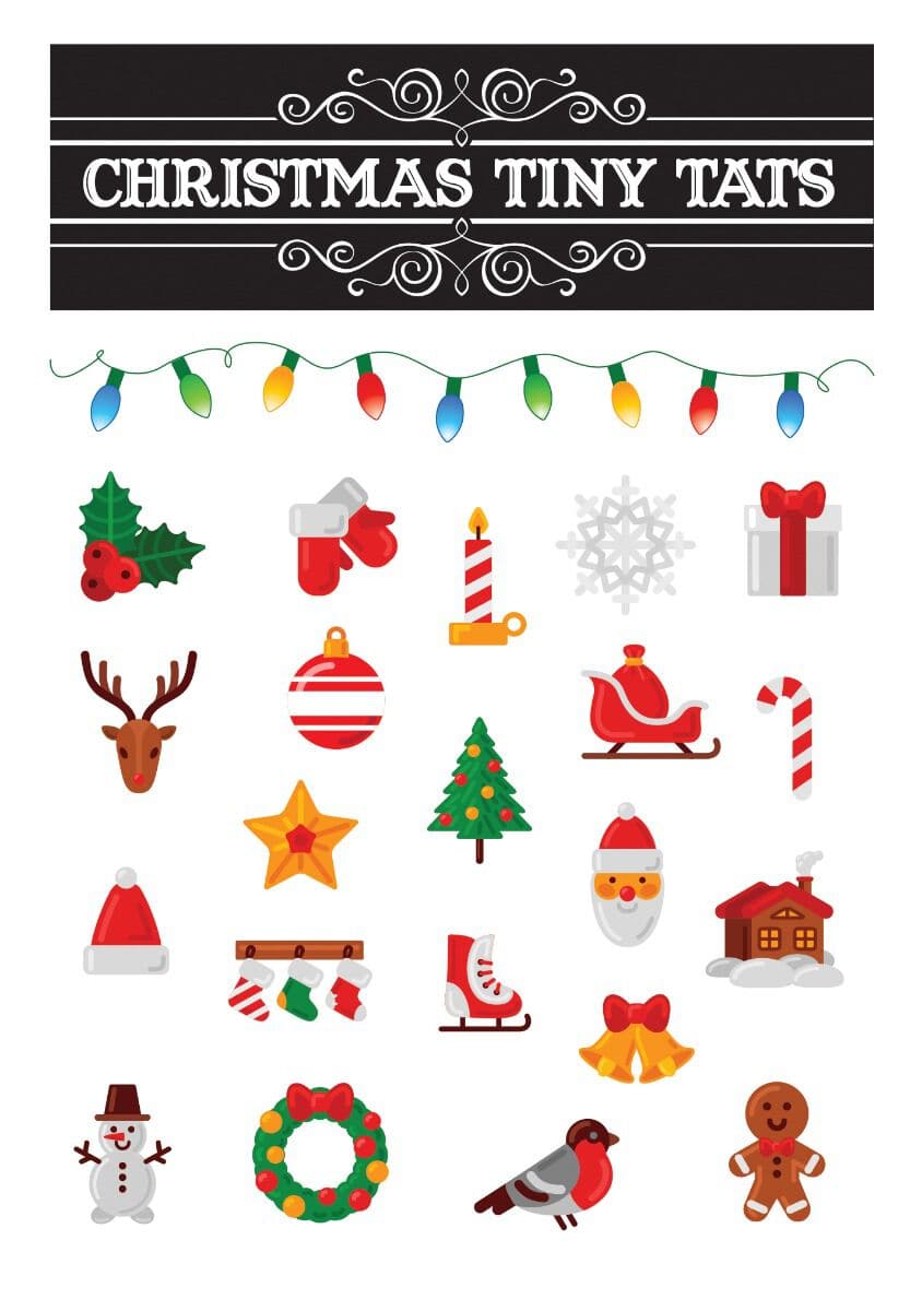 Collection of Christmas Tiny Tats Promotional Product Tattoo in a gallery layout