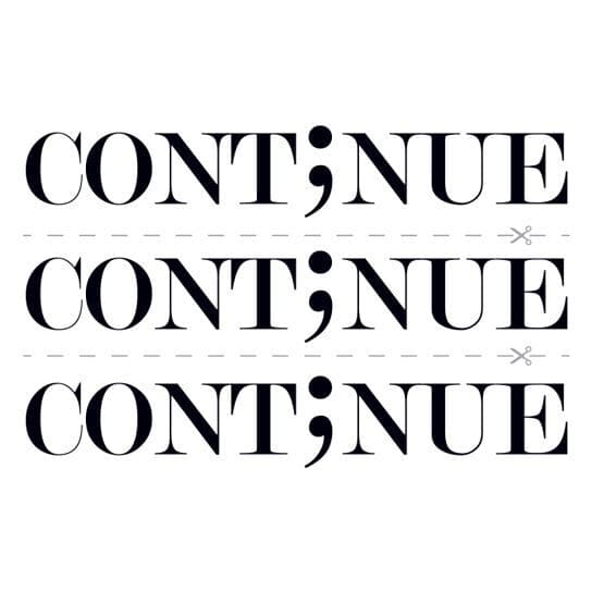 Collection of Continue Semicolon Promotional Product Tattoo in a gallery layout