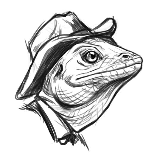 Collection of Cowboy Lizard Black Promotional Product Tattoo in a gallery layout