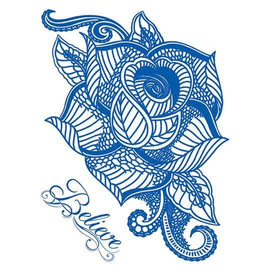 Collection of Delft Blue Rose Promotional Product Tattoo in a gallery layout