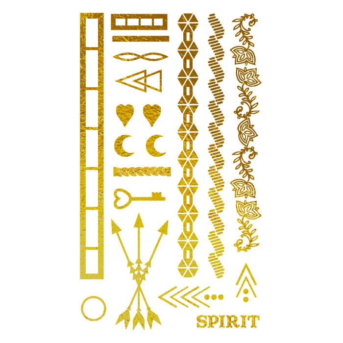 Collection of Metallic Gold Festival Collection Promotional Product Tattoo in a gallery layout