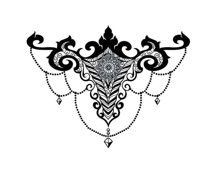 Collection of Gem Chandelier Sternum Bikini Promotional Product Tattoo in a gallery layout