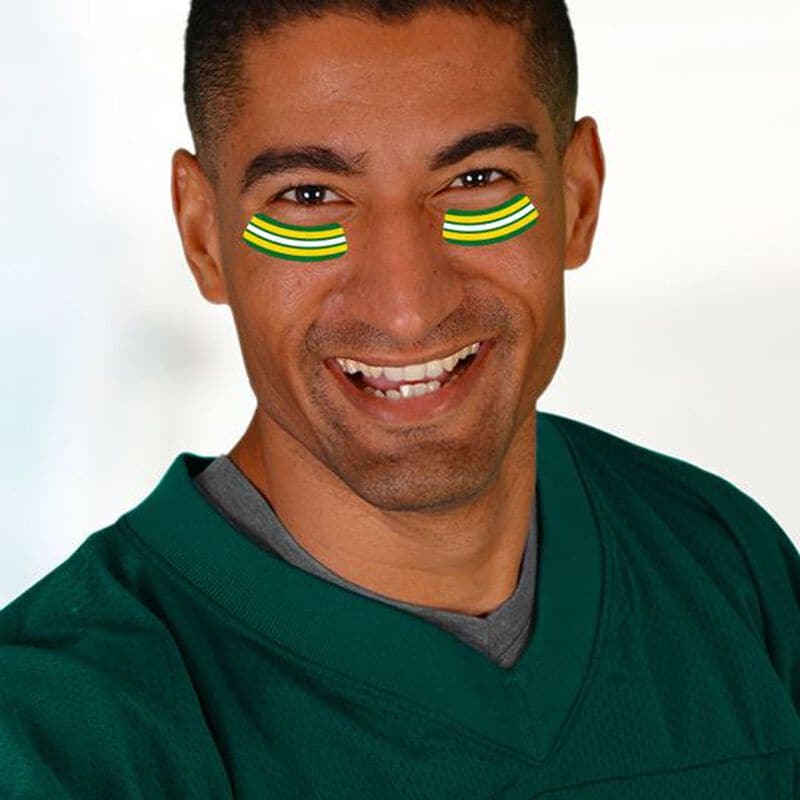 Collection of Green, Yellow & White Eye Black Promotional Product Tattoo in a gallery layout