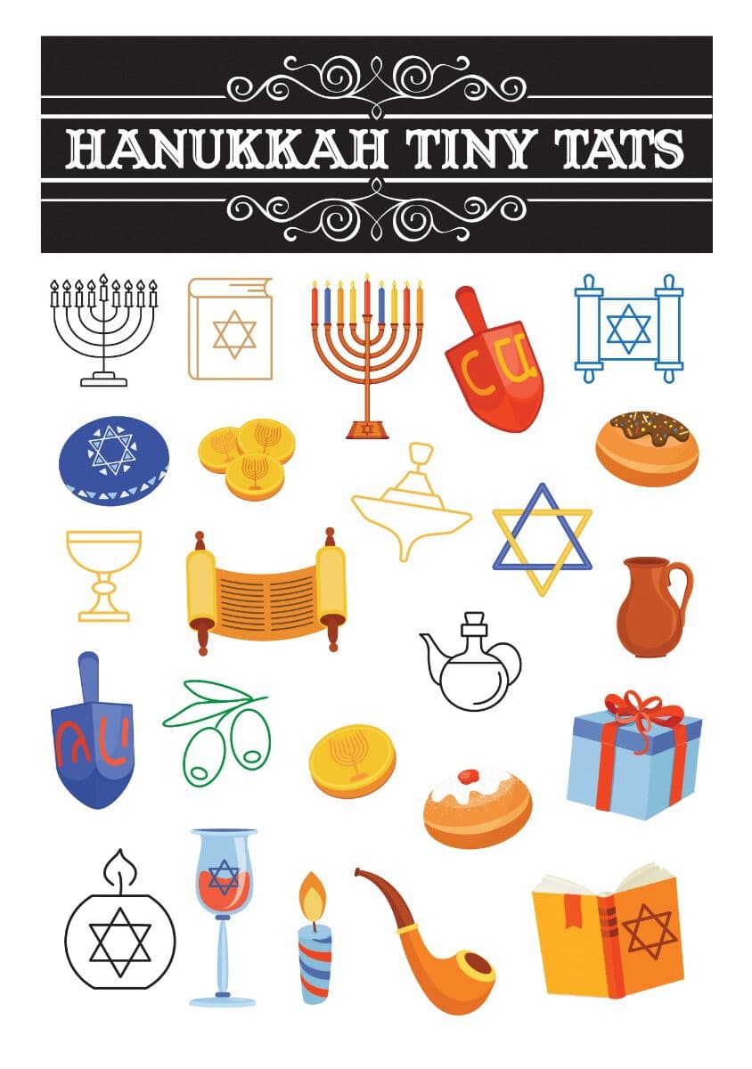 Collection of Hanukkah Tiny Tats Promotional Product Tattoo in a gallery layout